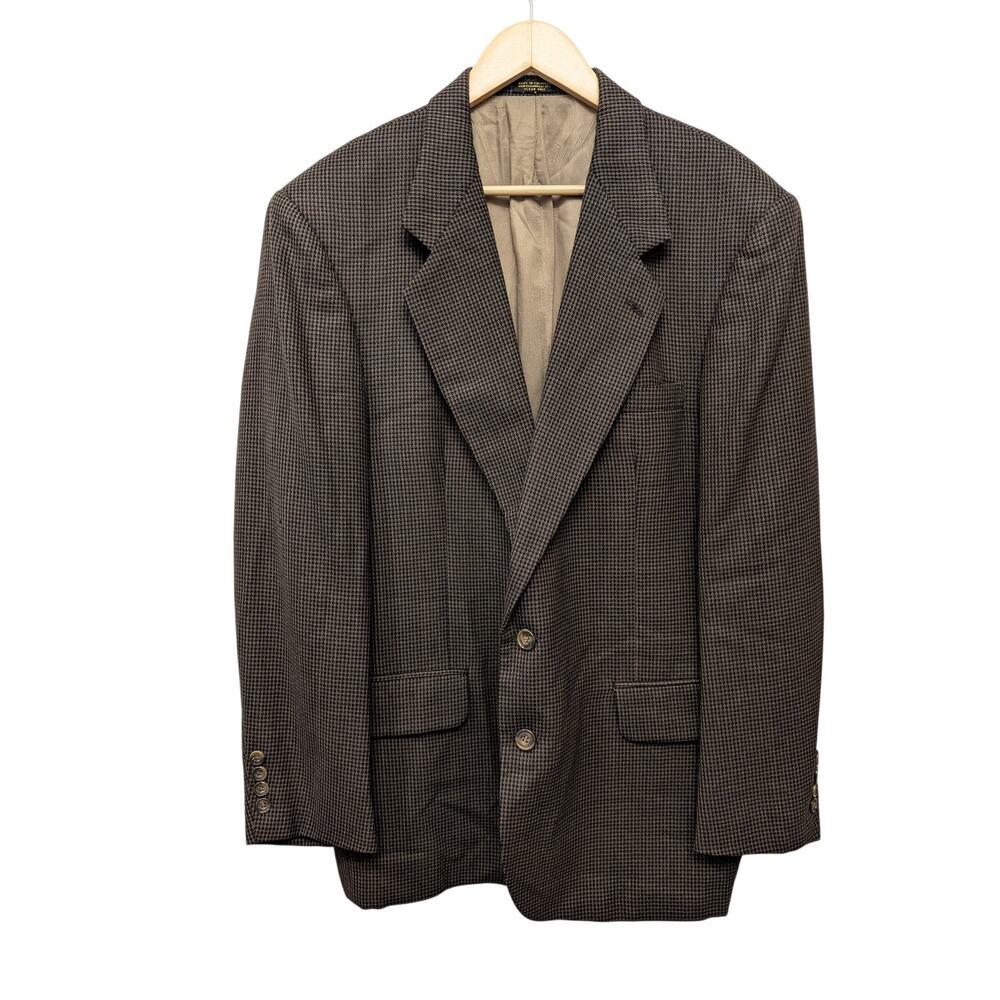 Vintage Oscar De La Renta Single Breasted Sport Coat Blazer Houndstooth Mens 44R
